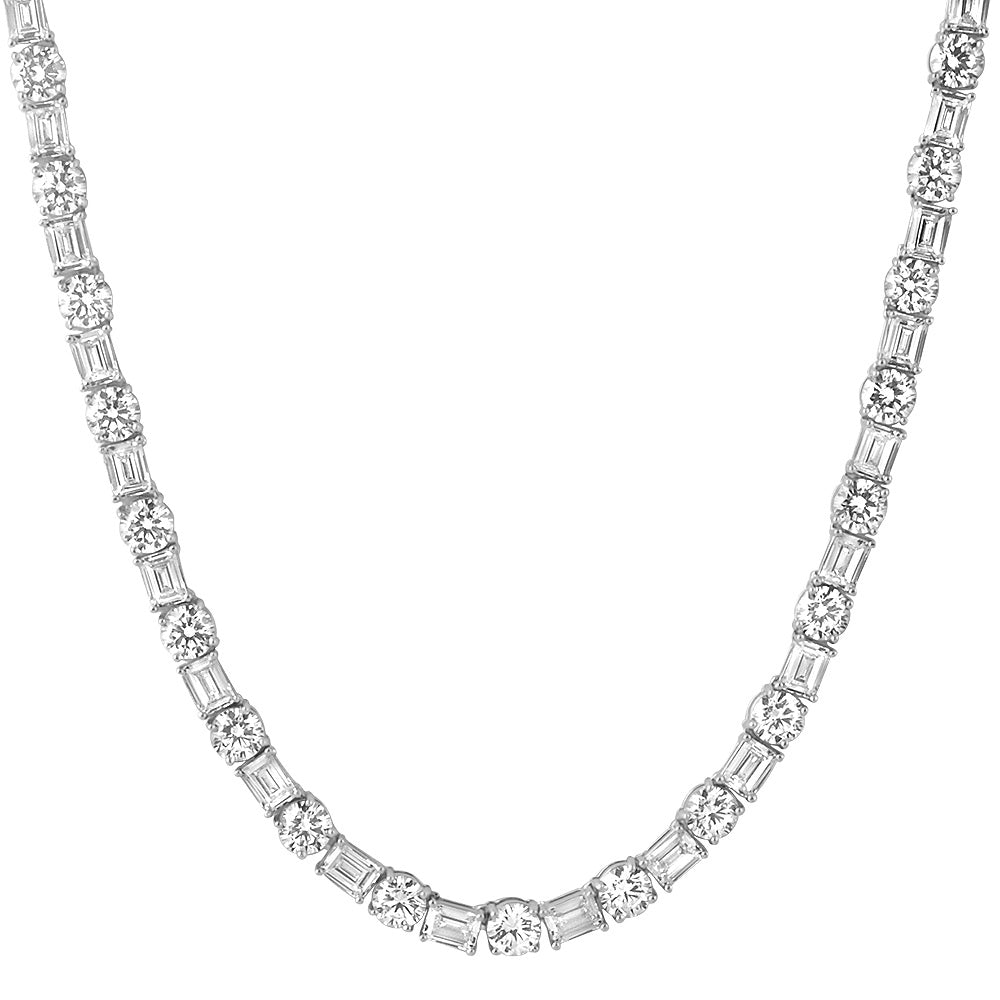 White Gold Emerald And Round Cut Tennis Chain Jewelryfresh