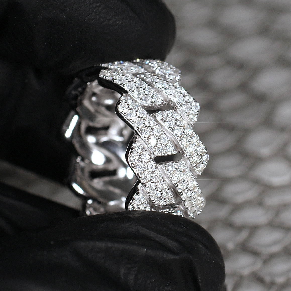 14K White Gold Diamond Cuban Link Ring | 20 Grams | 4.00 Carats – FrostNYC