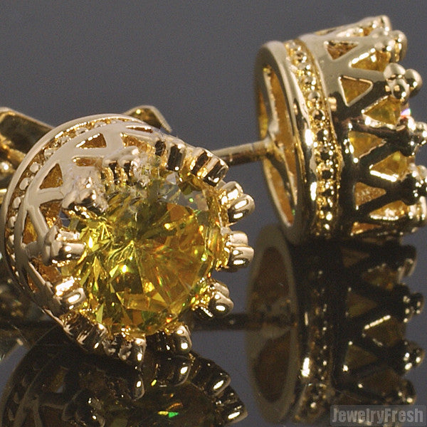 Canary Yellow Diamond Circle Earrings 10K Yellow Gold Round Cut 190 Ct  Studs  JFL Diamonds  Timepieces