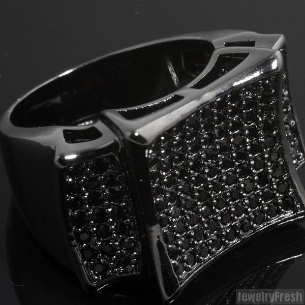 All Black Large Kite Micropave CZ Mens Ring – JewelryFresh