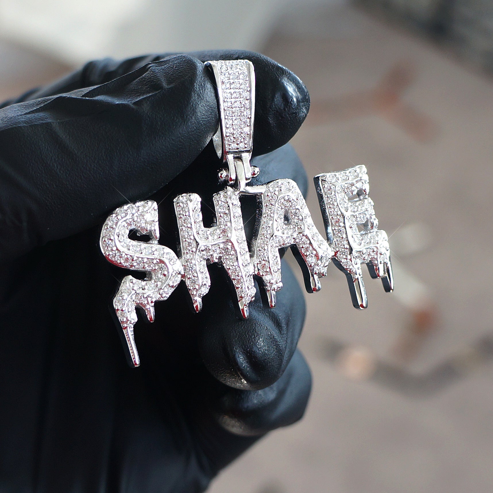 Nike Inspired Necklace Lettering Silver Gold Iced Out 