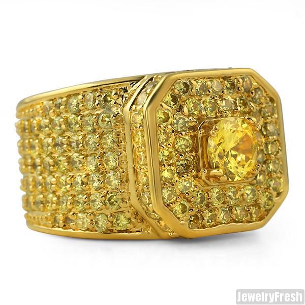 1 Gram Gold Forming Yellow Stone with Diamond Gold Plated Ring for Men -  Style A018 – Soni Fashion®