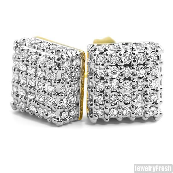 Icebox - 3.00ctw Mosaic Stud Diamond Earrings 14k Solid Gold