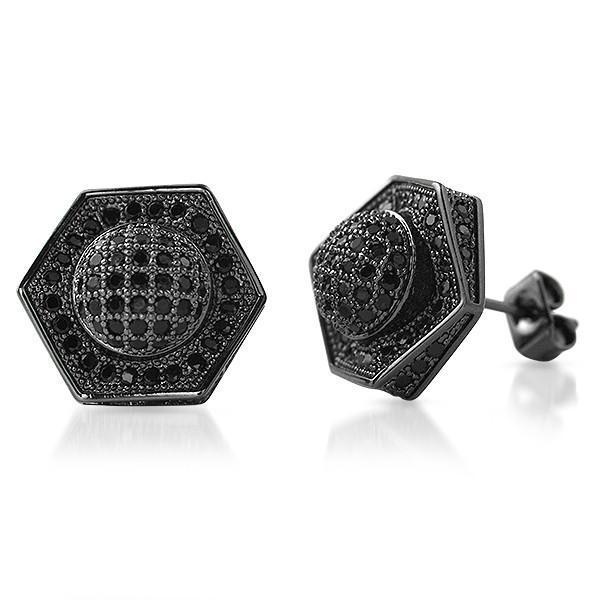 Black 13mm Custom Satellite Iced Out Earrings – JewelryFresh